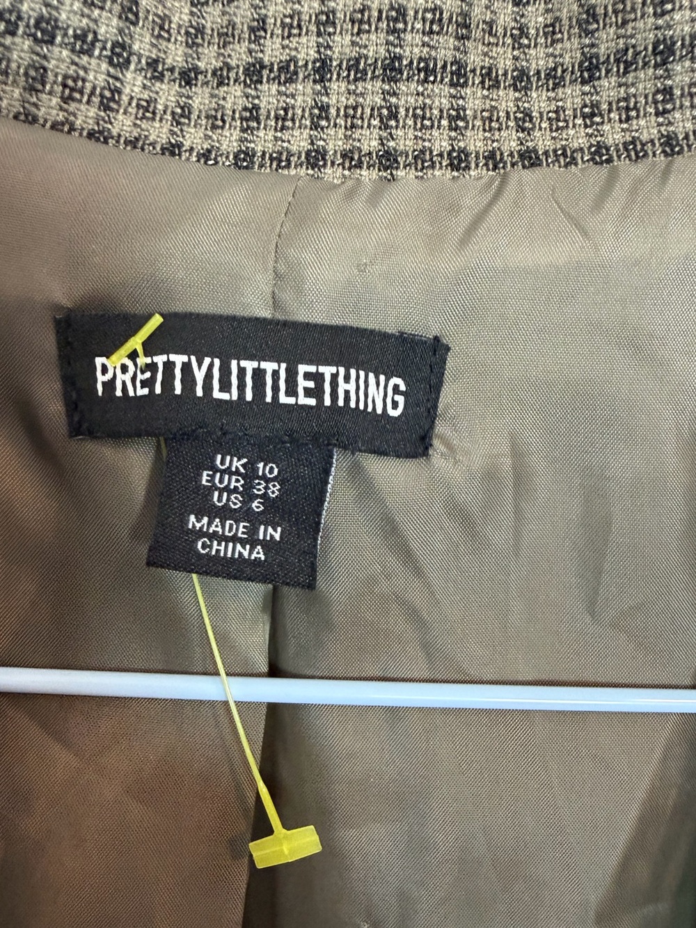 PrettyLittleThing Brown Houndstooth Longline Duster Coat - Picture 11 of 16